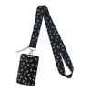 Black minimalist key lanyard featuring a repeating pattern of small, stylized pineapples.