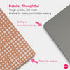 Close-up of a soft gray fabric magnetic folio cover with a pearl silk texture and a woven stripe pattern.