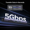 موزع USB-C أرجواني يقارن سرعات نقل البيانات: 10 أضعاف أسرع من USB 3.0 و USB 2.0