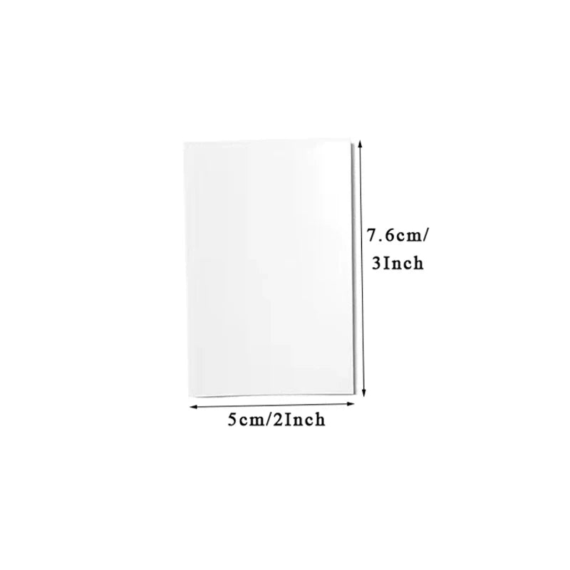 A sheet of white high-adhesive photo sublimation paper, measuring 7.6cm by 5cm.