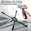 A black magnetic 360-degree rotating multi-functional transform holder for a cellphone, PC, or laptop.
