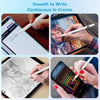 Hände benutzen einen Stift, um auf einem iPad und einem Smartphone-Bildschirm zu zeichnen.