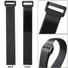 Black reusable hook and loop cable ties shown from the back, front, and a close-up view of the strap.