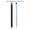 Two pens shown, one black and one light blue, with a smooth gel tip.