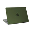 A dark olive green ultra-thin hard shell laptop case for a MacBook Pro or Air.