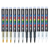 A set of 10 black acrylic paint markers in various colors and tips for crafts and art