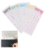 A set of transparent Russian keyboard stickers for laptops and desktops showing various Cyrillic characters.