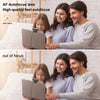 A family is using a 4K Autofocus Webcam with an integrated microphone, demonstrating its focus capabilities.
