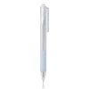 A clear precision utility knife with a light blue handle and silver tip.