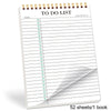 Cuaderno encuadernado en espiral con páginas rayadas para una lista de tareas, con encabezado para la fecha y los días de la 
