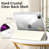 Clear back shell TPU bumper case for an Apple iPad showing the clear back design and a white protective cover.