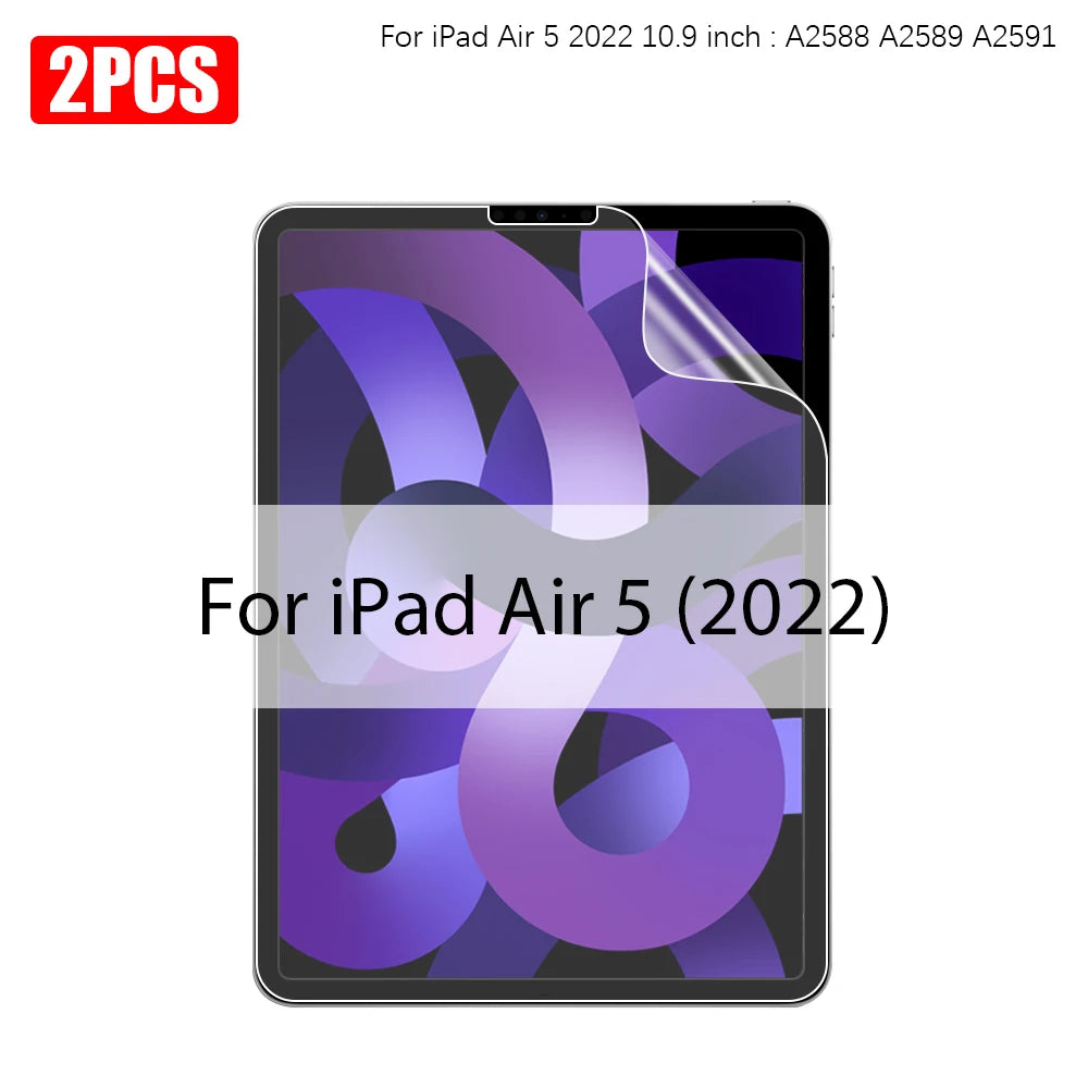 Two ultra-thin tempered glass screen protectors for an iPad Air 5 (2022) device.