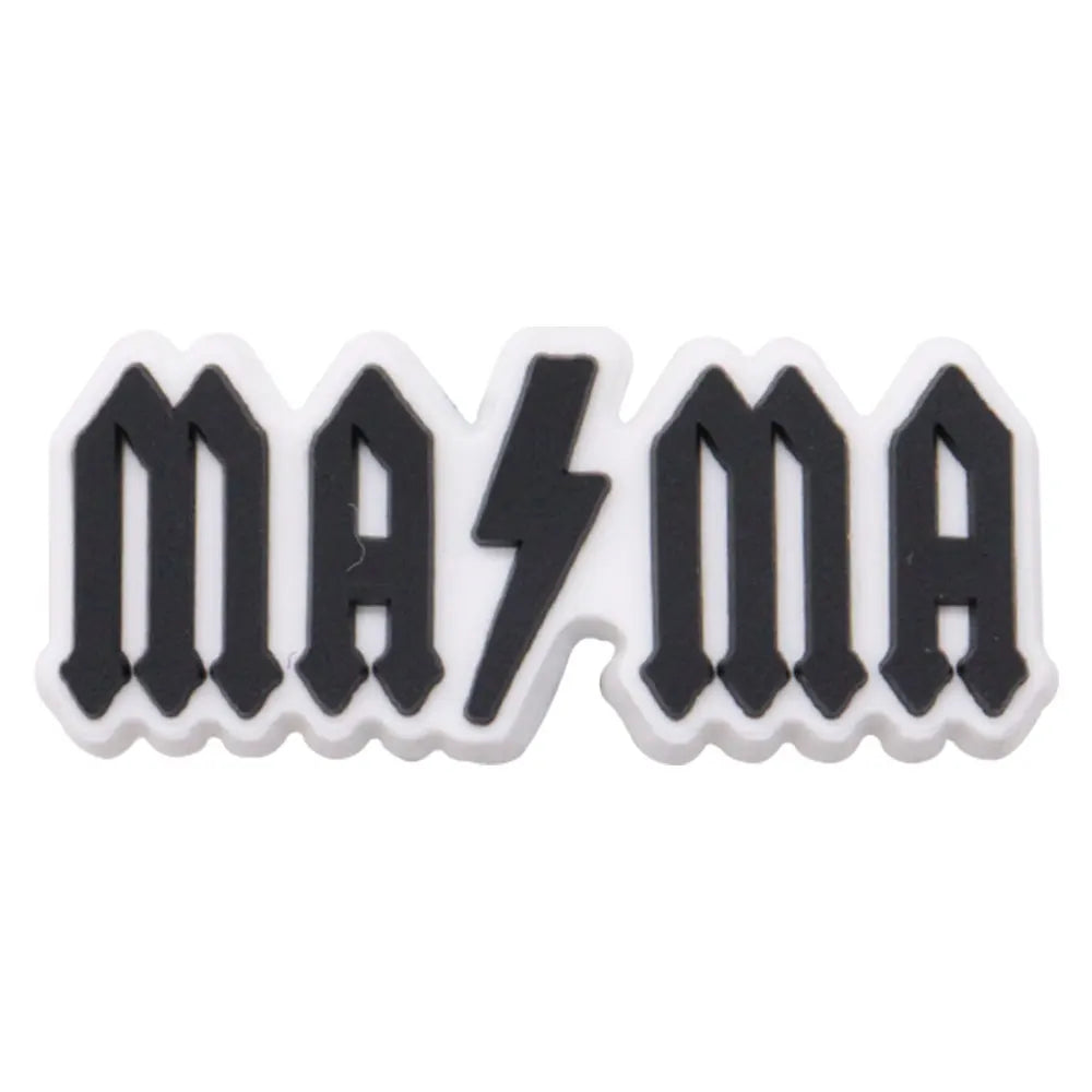 Black and white die-cut charm set spelling out the word MAMA
