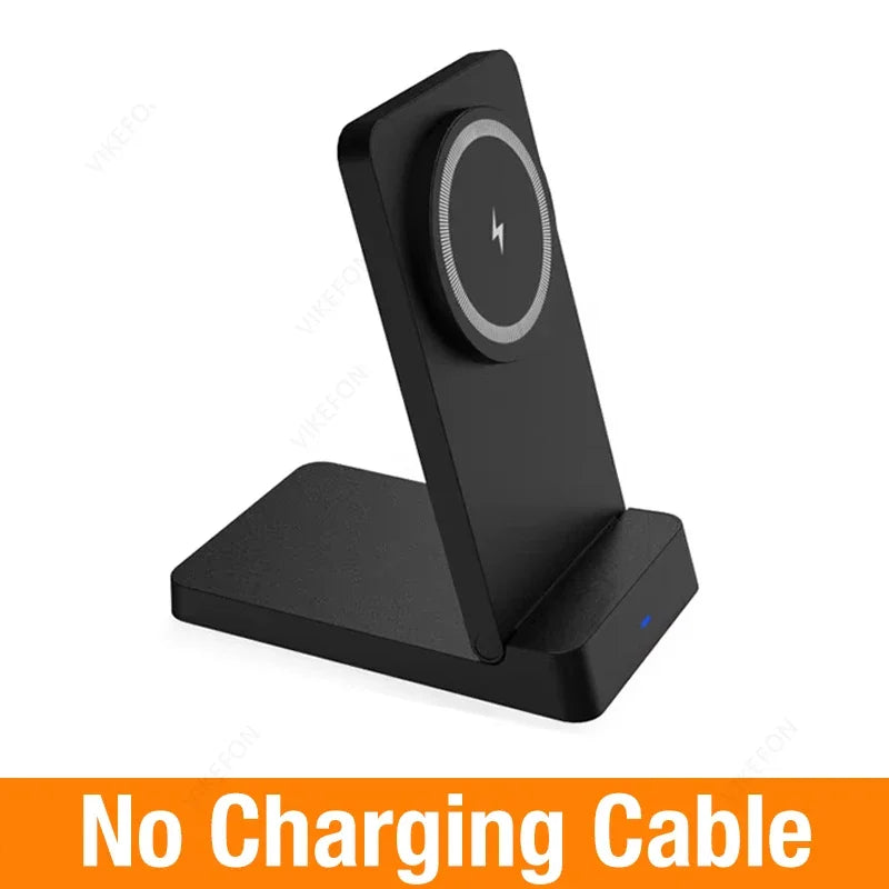 Black magnetic foldable wireless charging stand for fast charging devices