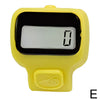 A yellow digital counter device with a black screen displaying the number zero.