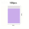 A rectangular purple waterproof self-adhesive courier mailer bag with a white top edge and a 35cm width.