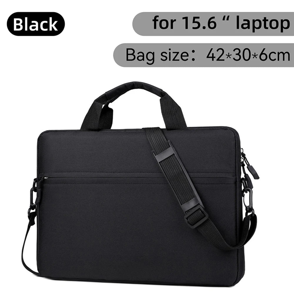 Black laptop sleeve bag with shoulder strap for 15.6 inch laptops