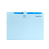 Light blue A4 document accordion folder with a snap button closure.