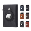 A black leather wallet with a pop-up card feature shown alongside various brown and black color options.