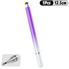 A purple and silver stylus pen with a pointed tip shown next to a close-up view.