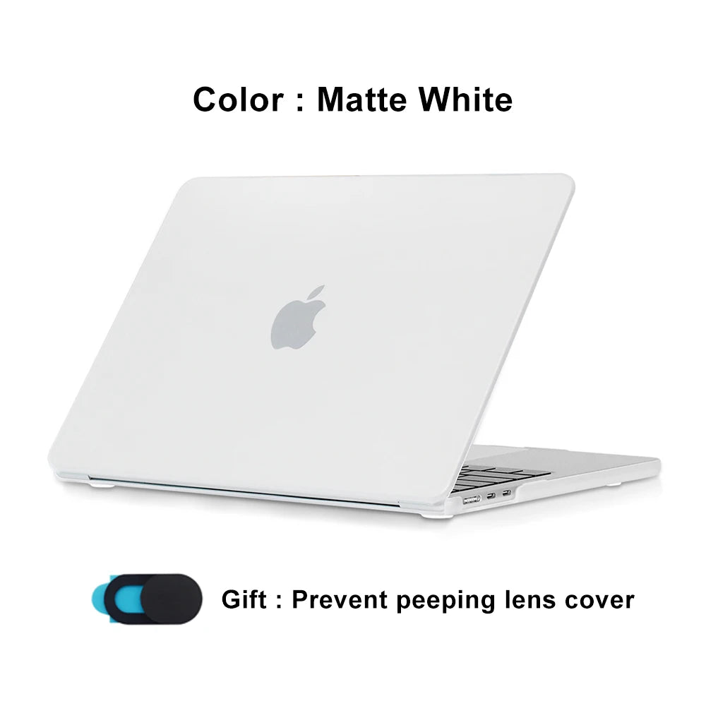 Matte white laptop cover for MacBook Air 15 with a prevent peeping lens cover gift