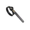 A black ring sizer and measuring tool with a magnifier is shown on a white background.