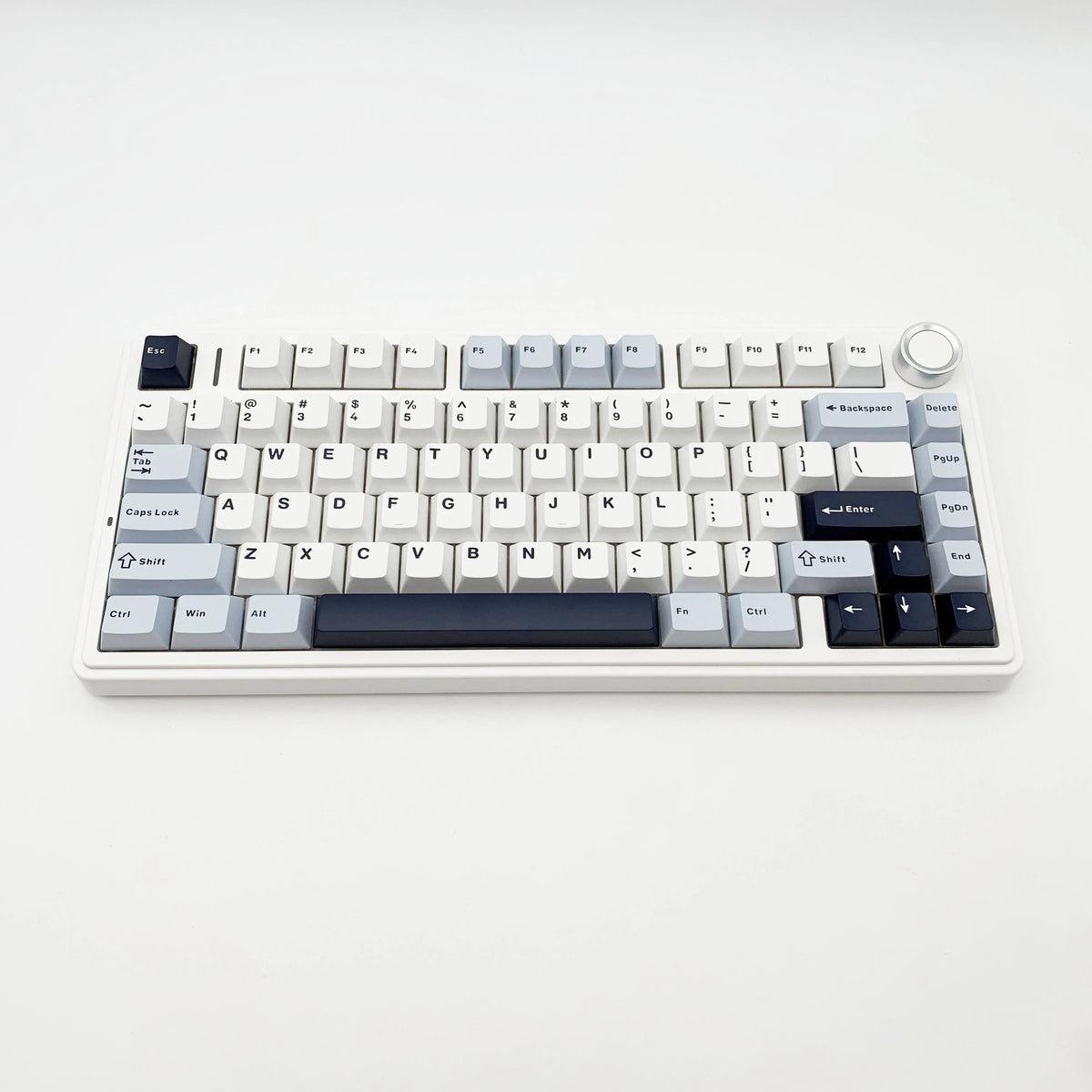 A white AULA F75 75% wireless mechanical gaming keyboard with RGB hot-swappable switches