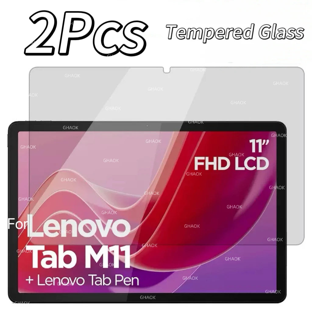 Two tempered glass screen protectors for the Lenovo Tab M11 tablet and pen.