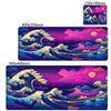 A vibrant digital illustration of The Great Wave of Kanagawa on a mouse pad.