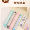 A set of five pink and blue retractable pencils and an eraser refill packaged in a white plastic sleeve.