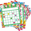 A colorful set of incentive reward charts for kids behavior tracking, featuring various animal characters and grid layouts.