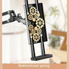 Black adjustable tablet holder featuring a bidirectional spring structure and gears for secure device locking