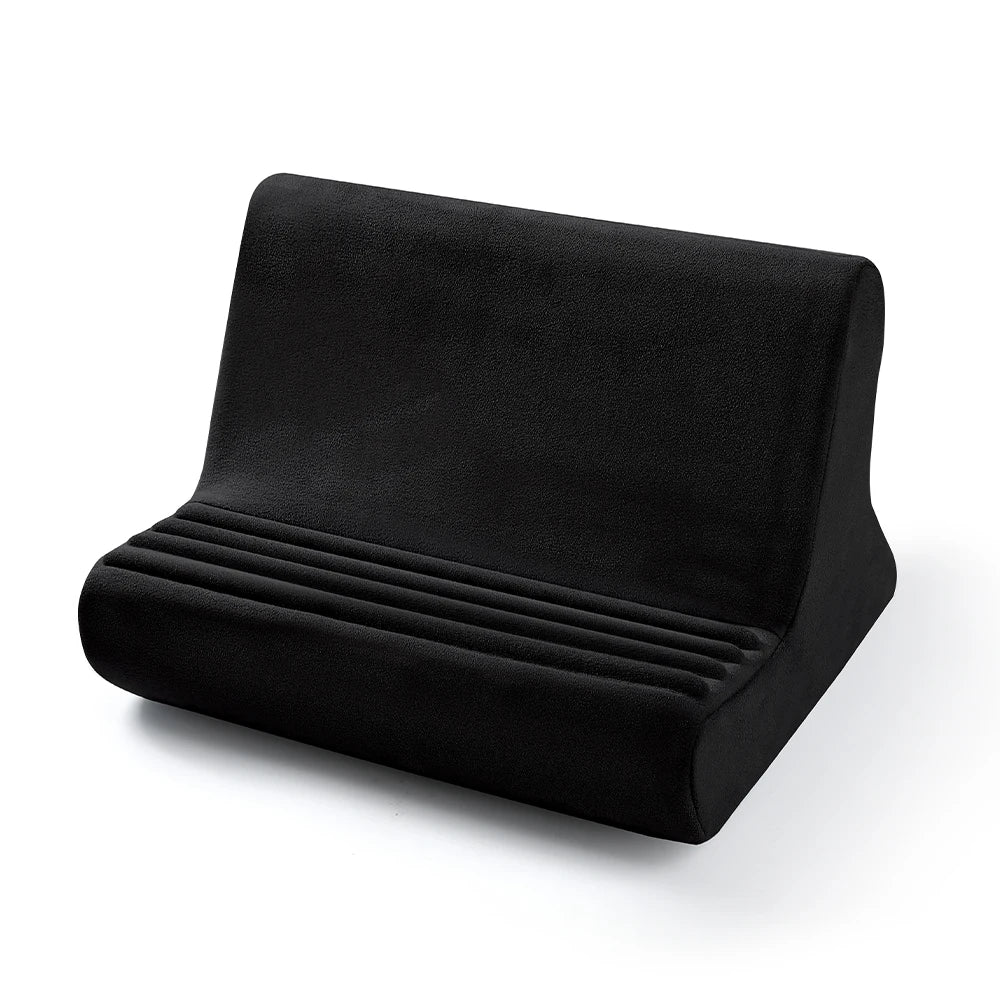 Black multi-angle adjustable tablet and phone holder with ribbed grips
