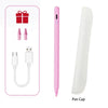 A pink precision stylus pen and its magnetic cap are shown with accessories.