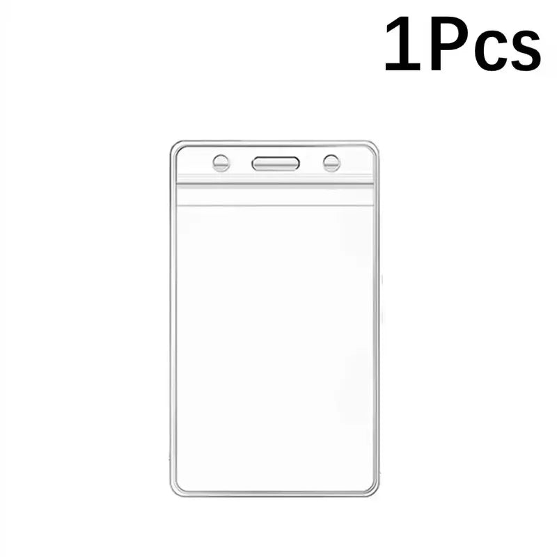 A clear plastic ID card holder sleeve for protection and storage.