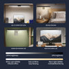 LED monitor light bar with stepless dimming shown in various uses including a dormitory desk, bedside reading, and monitor sc