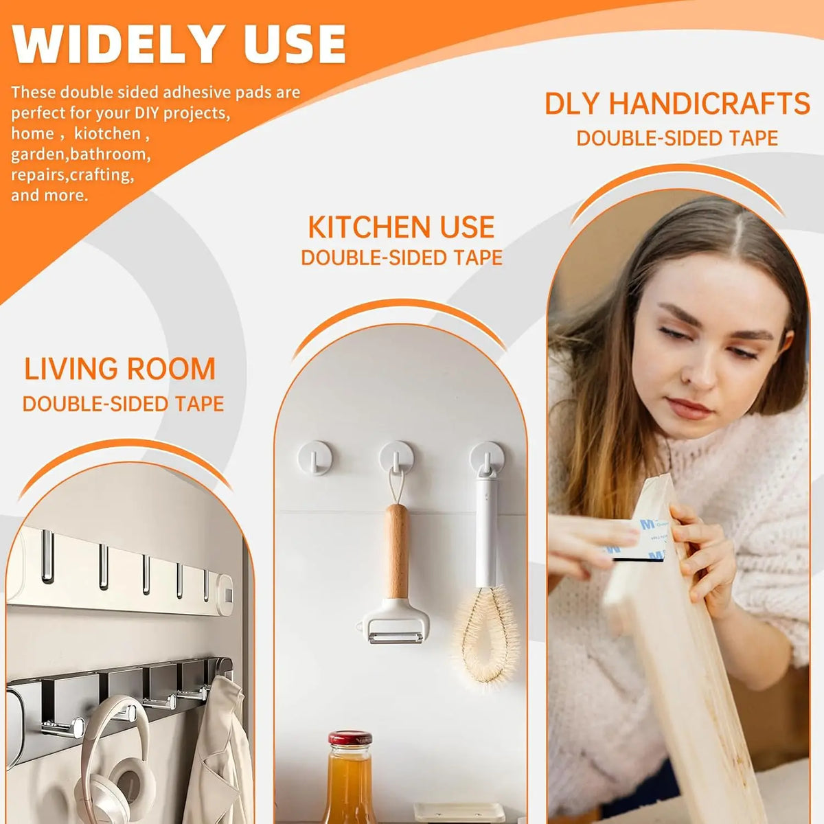 Pads de ruban adhésif double face pour projets DIY, artisanat et cuisine.