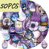A collection of 50 pieces of purple magic witch stickers and decorative items featuring celestial themes and mystical element