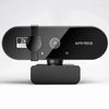 A black 2K webcam with an auto focus feature is shown against a light gray background.