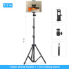 A black folding stand with a tablet phone holder and 1.5 meter height adjustment.