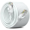 A white, coiled High-Speed Cat 6 Ethernet Network Cable with connectors visible.