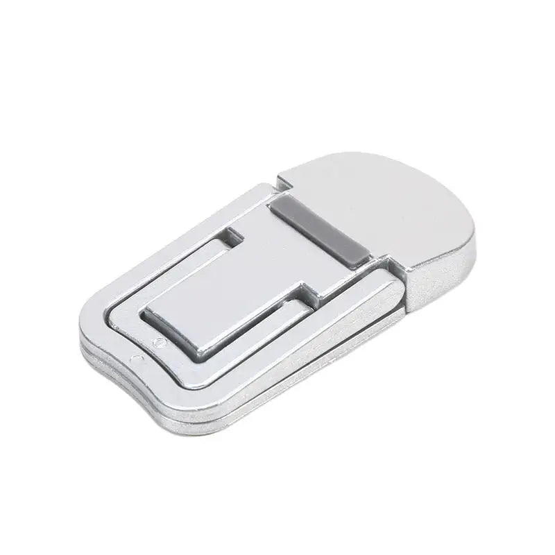 Support portable pliable pour ordinateur portable et cahier en argent.