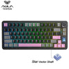 A black mechanical gaming keyboard featuring a purple keycap and a visible Star Vector Shaft component.