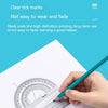 A hand holds a green drafting ruler on a white notebook page with a pencil, demonstrating the use of a professional aluminum 