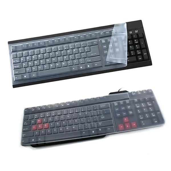 A black silicone keyboard protector cover for a laptop keyboard, shown in two views.