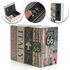 A mini dictionary safe for keys and valuables shown with various key and safe-related items.