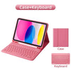 Pink universal slim protective case with integrated keyboard shown next to the separate components.
