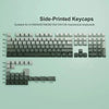 Keycaps impresas en los lados para teclados mecánicos, mostrando varios tamaños y perfiles.