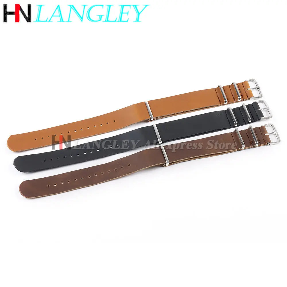 A set of brown and black PU leather watch straps displayed on a white background.
