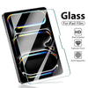 Clear tempered glass screen protector for an iPad, showing high definition and explosion-proof features.